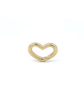 Gold over 925 Sterling Silver Rope Heart Hinge Clasp | 16mm Push-In Charm Holder